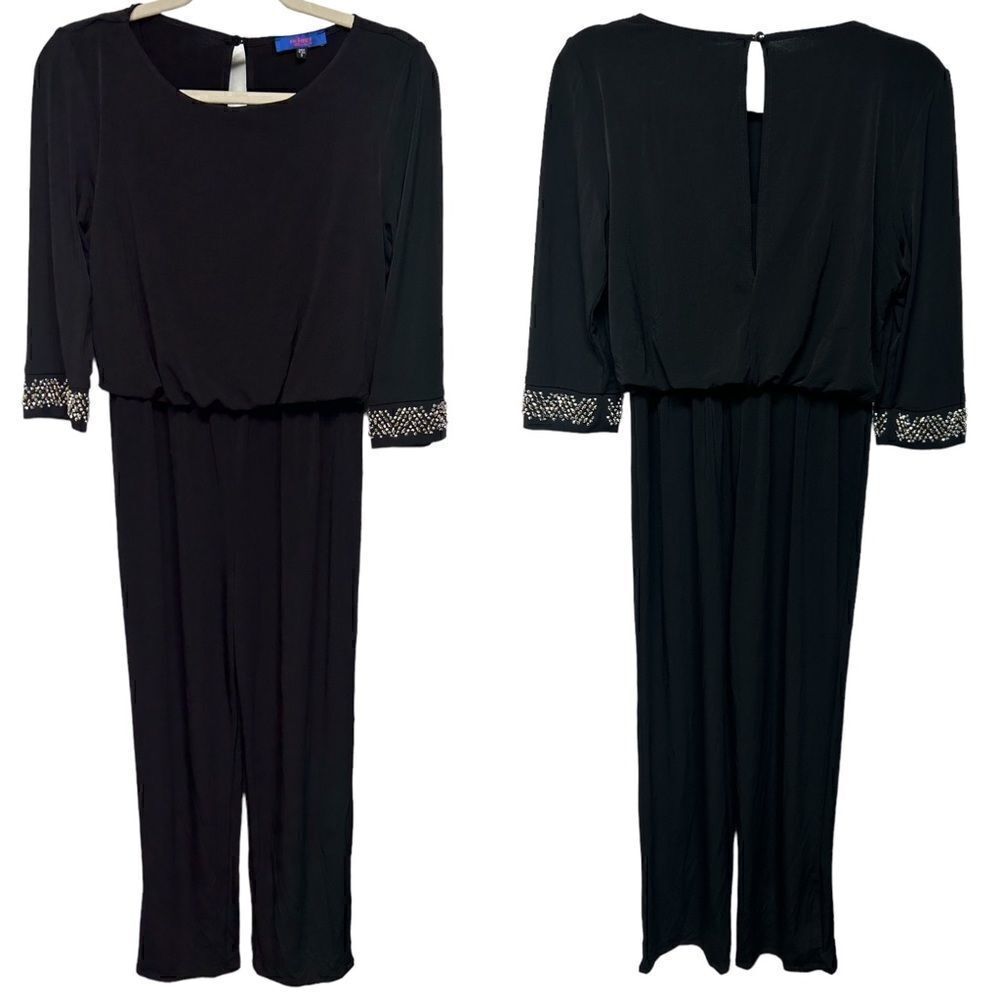Twiggy London Black Long Sleeve Jumpsuit 3/4 Sleeve Romper Keyhole Back